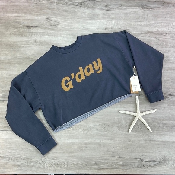 🔆BILLABONG🔆 Hey Gday Cropped Crewneck Sweatshirt - Picture 2 of 12